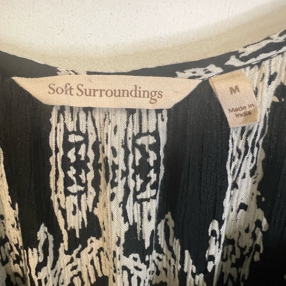 Soft Surroundings Black and White Blouse with Red Accents - Picture 8 of 9